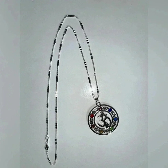 925 sterling silver chain,multi color stone pendant yoga Aum mediation - Picture 12 of 16